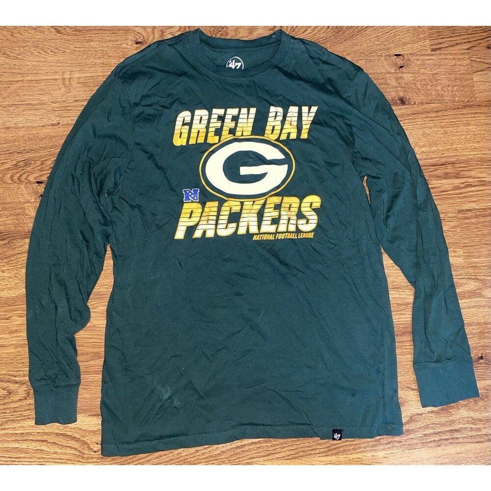 47 Brand Green Bay Packers Mens Long Sleeve Shirt Size Large